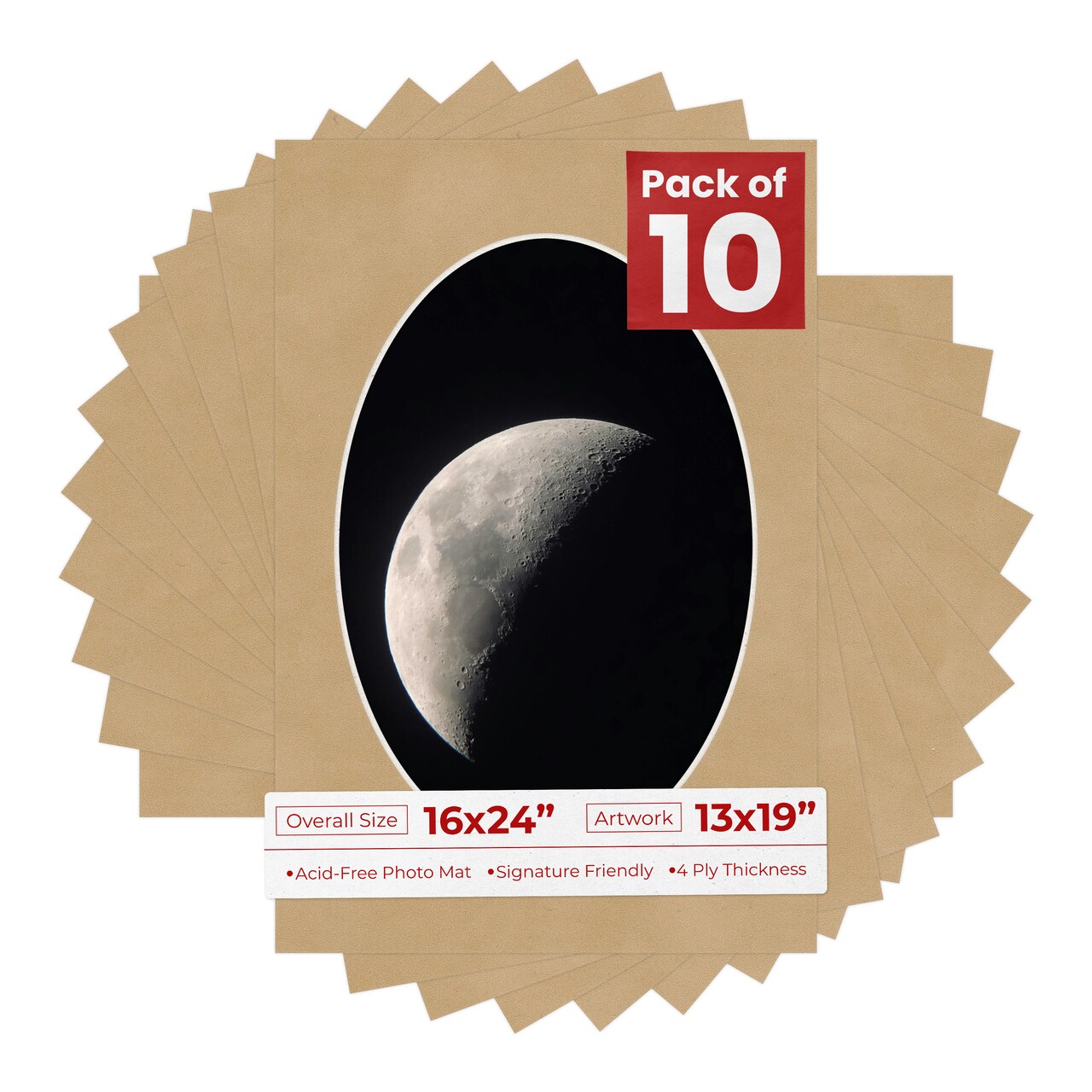 Beige Suede Mat Board for 16x24 Frames - Oval Opening for 13x19 Photos